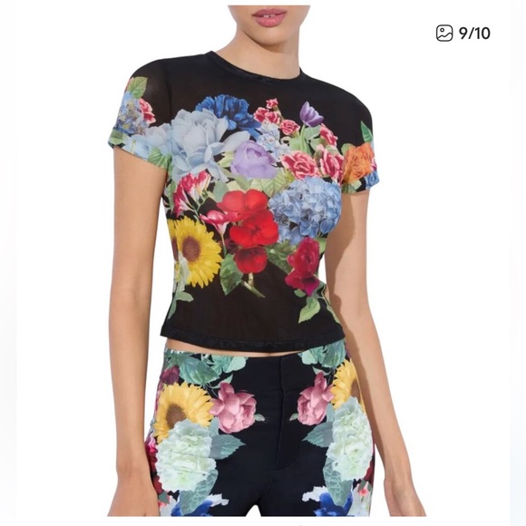 Floral Black Women's Top - Picture 4 of 7